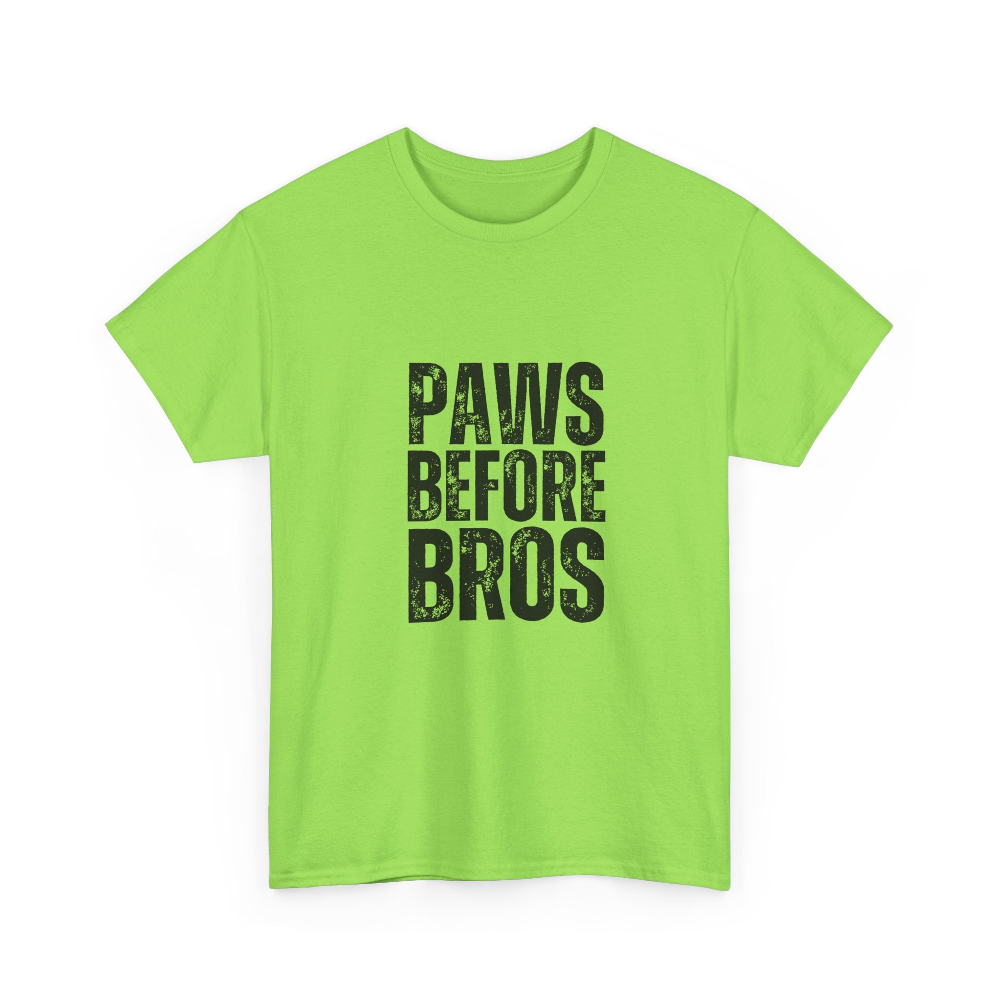 Unisex Heavy Cotton Tee - 'Paws Before Bros' Graphic T-Shirt