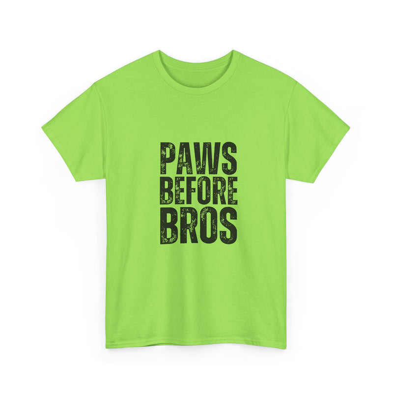 Unisex Heavy Cotton Tee - 'Paws Before Bros' Graphic T-Shirt