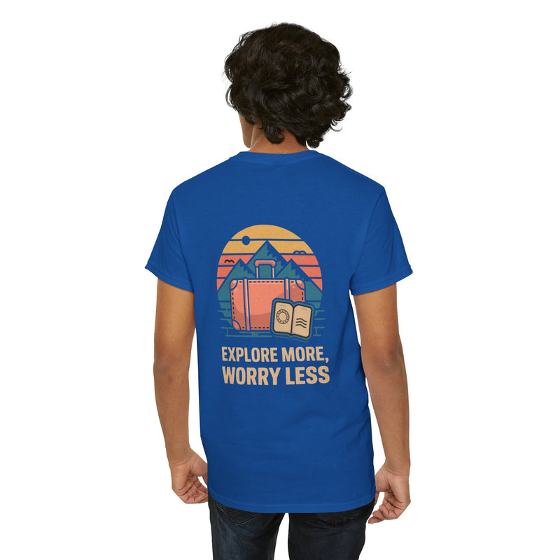 Unisex Heavy Cotton Tee: "Explore more worry less" - T-Shirt