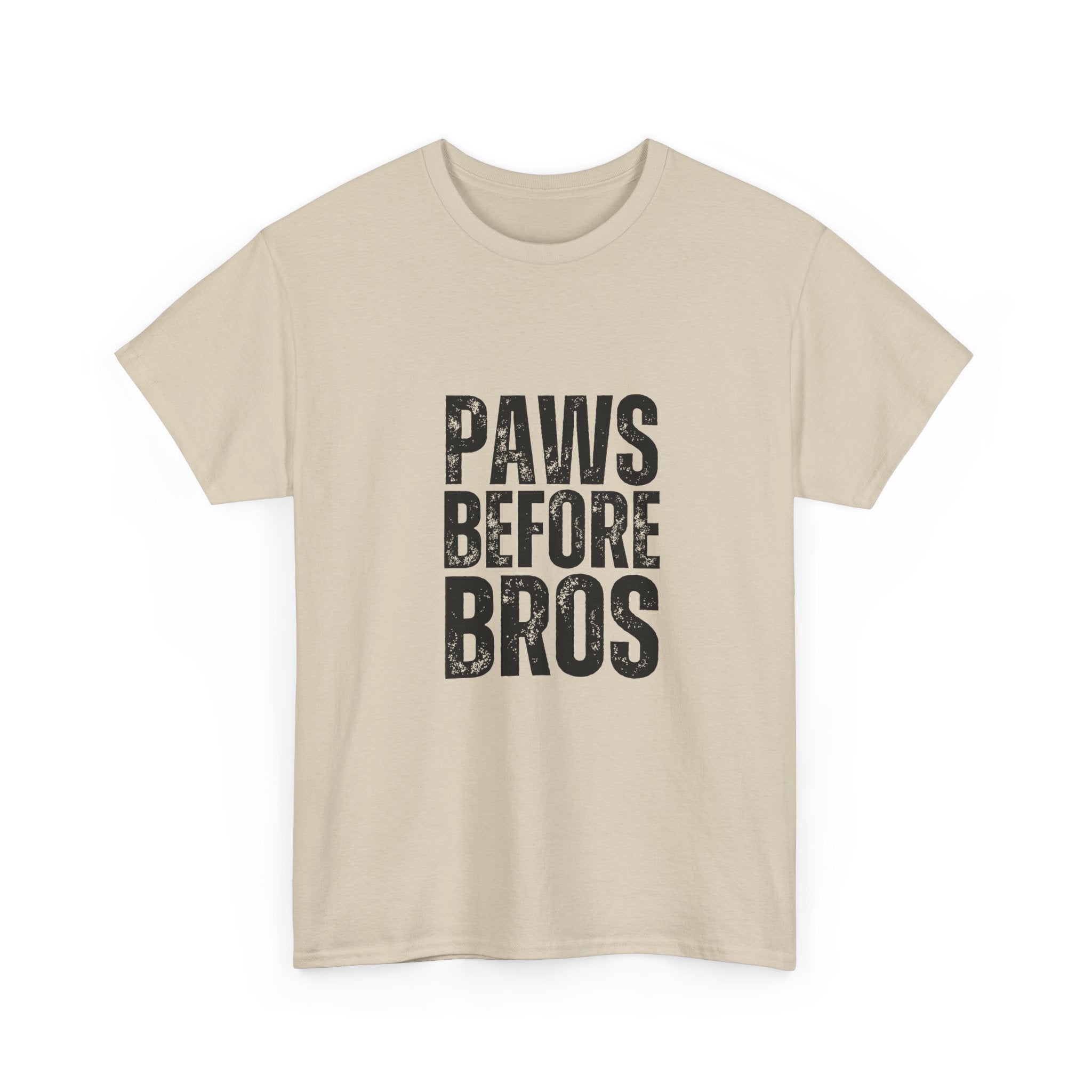 Unisex Heavy Cotton Tee - 'Paws Before Bros' Graphic T-Shirt