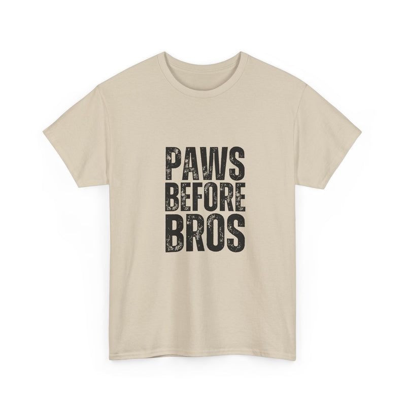 Unisex Heavy Cotton Tee - 'Paws Before Bros' Graphic T-Shirt