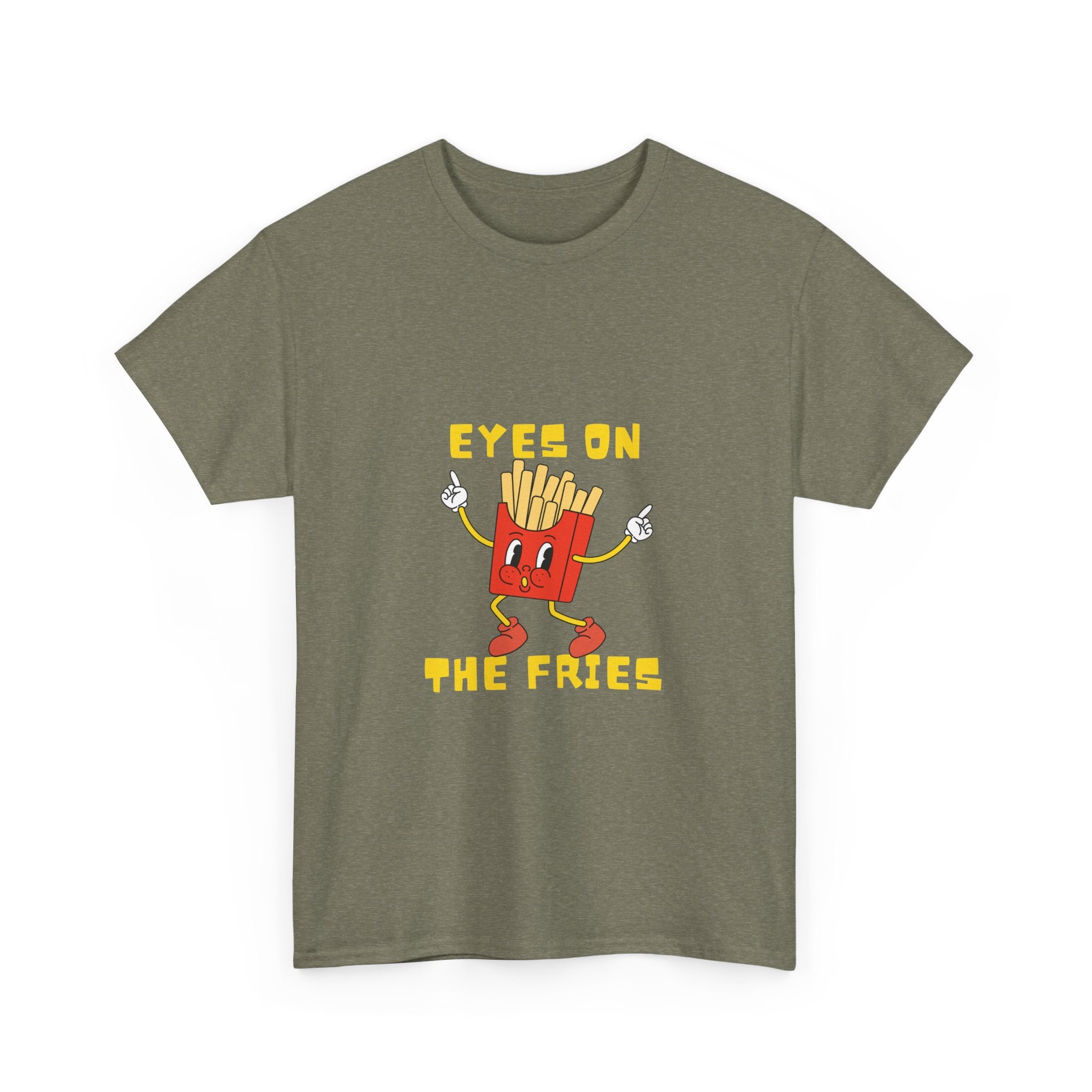 Funny Foodie Unisex Heavy Cotton Tee - 'Eyes on the Fries' Graphic T-Shirt