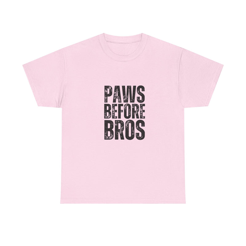 Unisex Heavy Cotton Tee - 'Paws Before Bros' Graphic T-Shirt