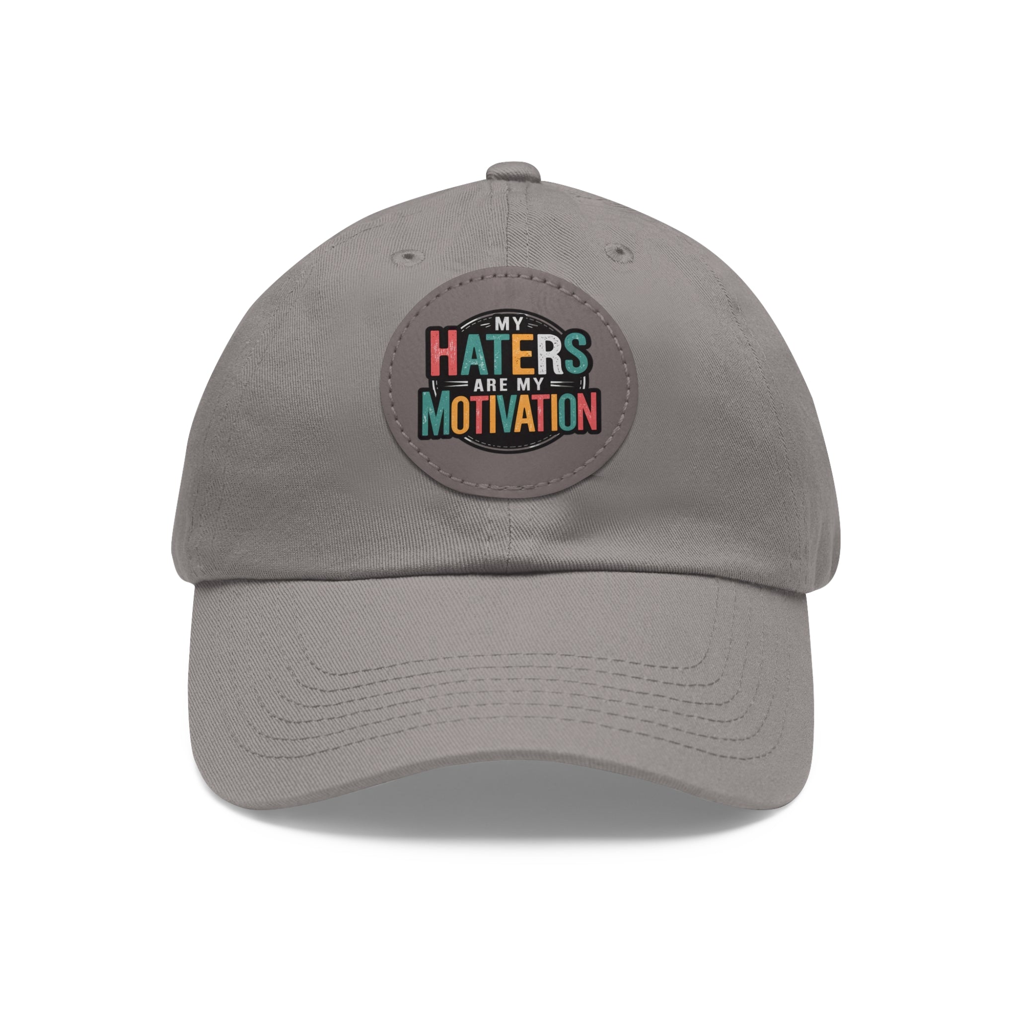 Motivational Dad Hat with Leather Patch - "My Haters Are My Motivation"