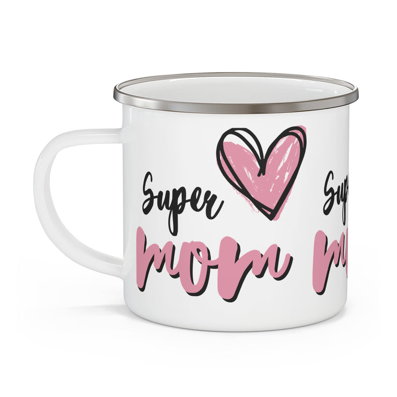 Super Mom Enamel Camping Mug - Perfect Gift for Mother's Day & Nature Lovers