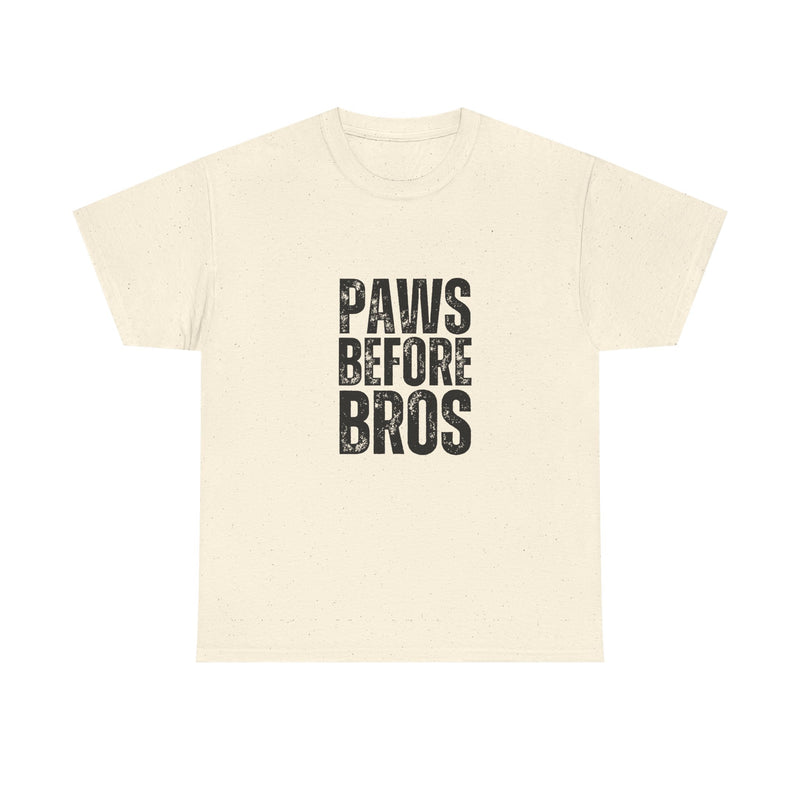 Unisex Heavy Cotton Tee - 'Paws Before Bros' Graphic T-Shirt