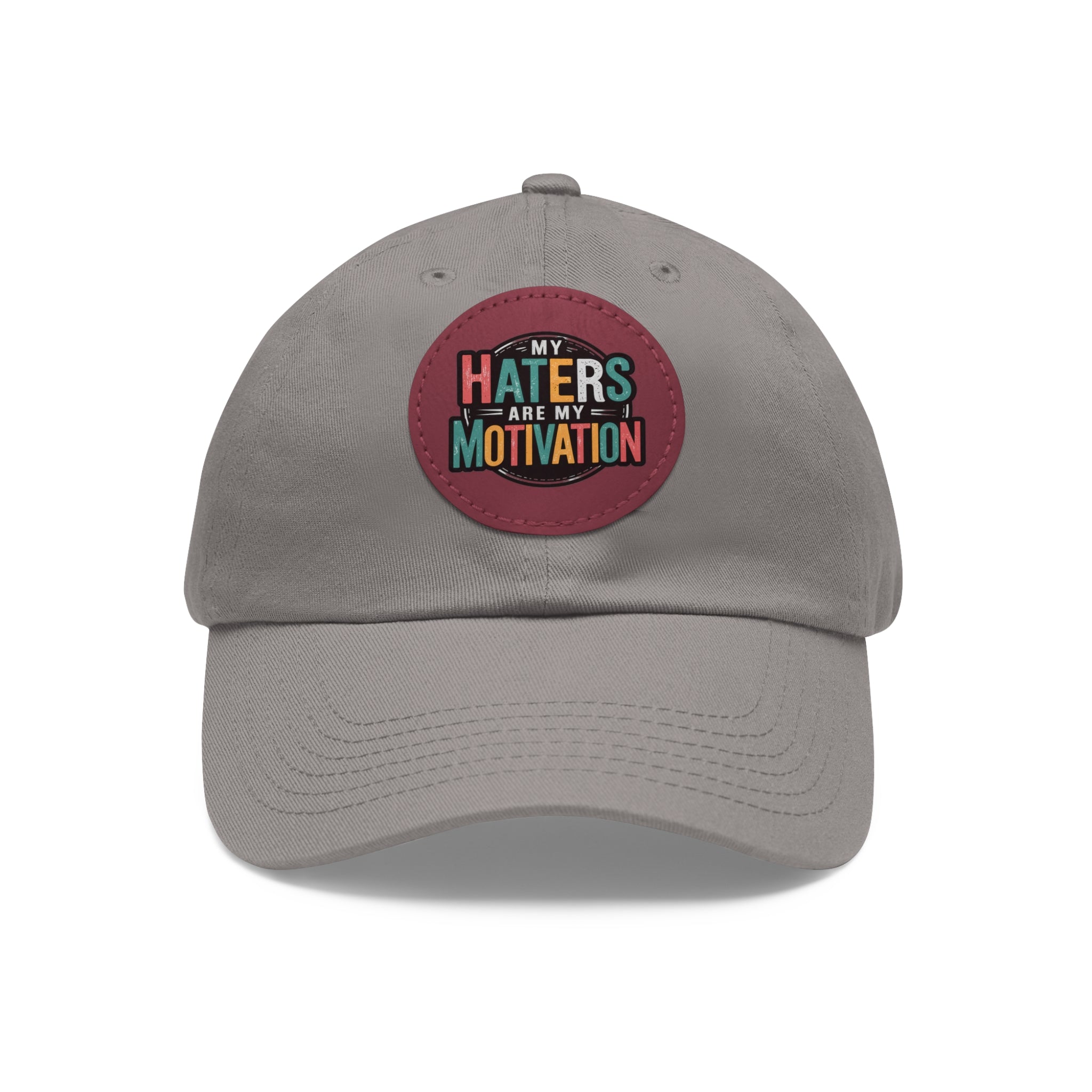 Motivational Dad Hat with Leather Patch - "My Haters Are My Motivation"