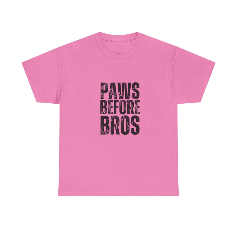 Unisex Heavy Cotton Tee - 'Paws Before Bros' Graphic T-Shirt