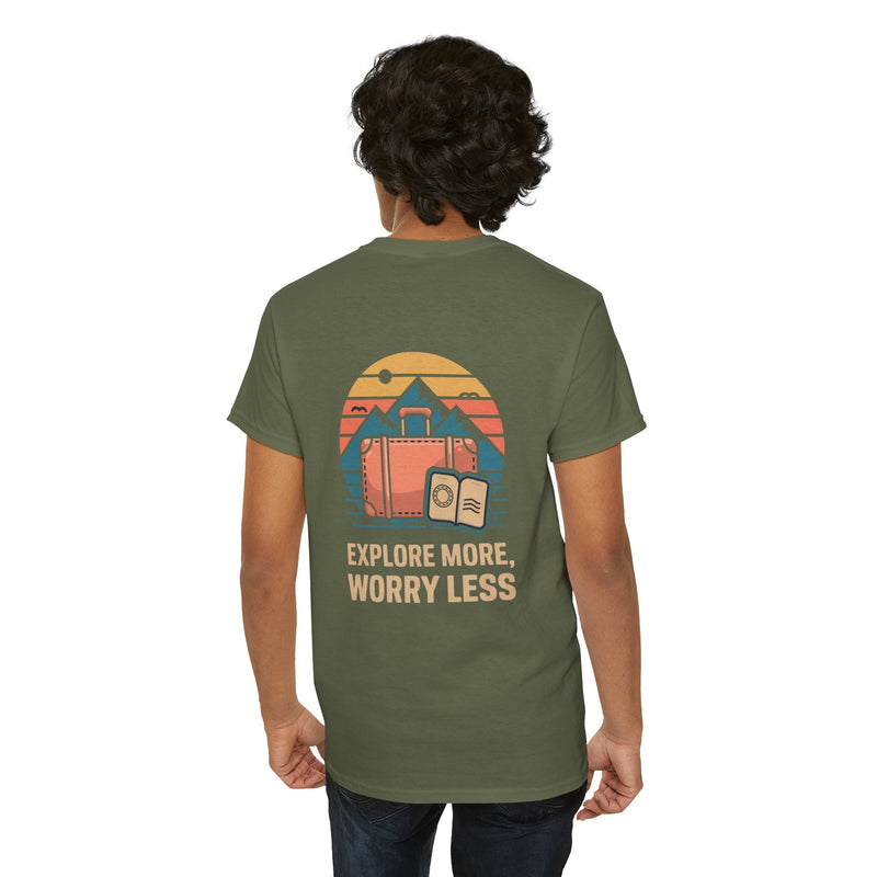 Unisex Heavy Cotton Tee: "Explore more worry less" - T-Shirt
