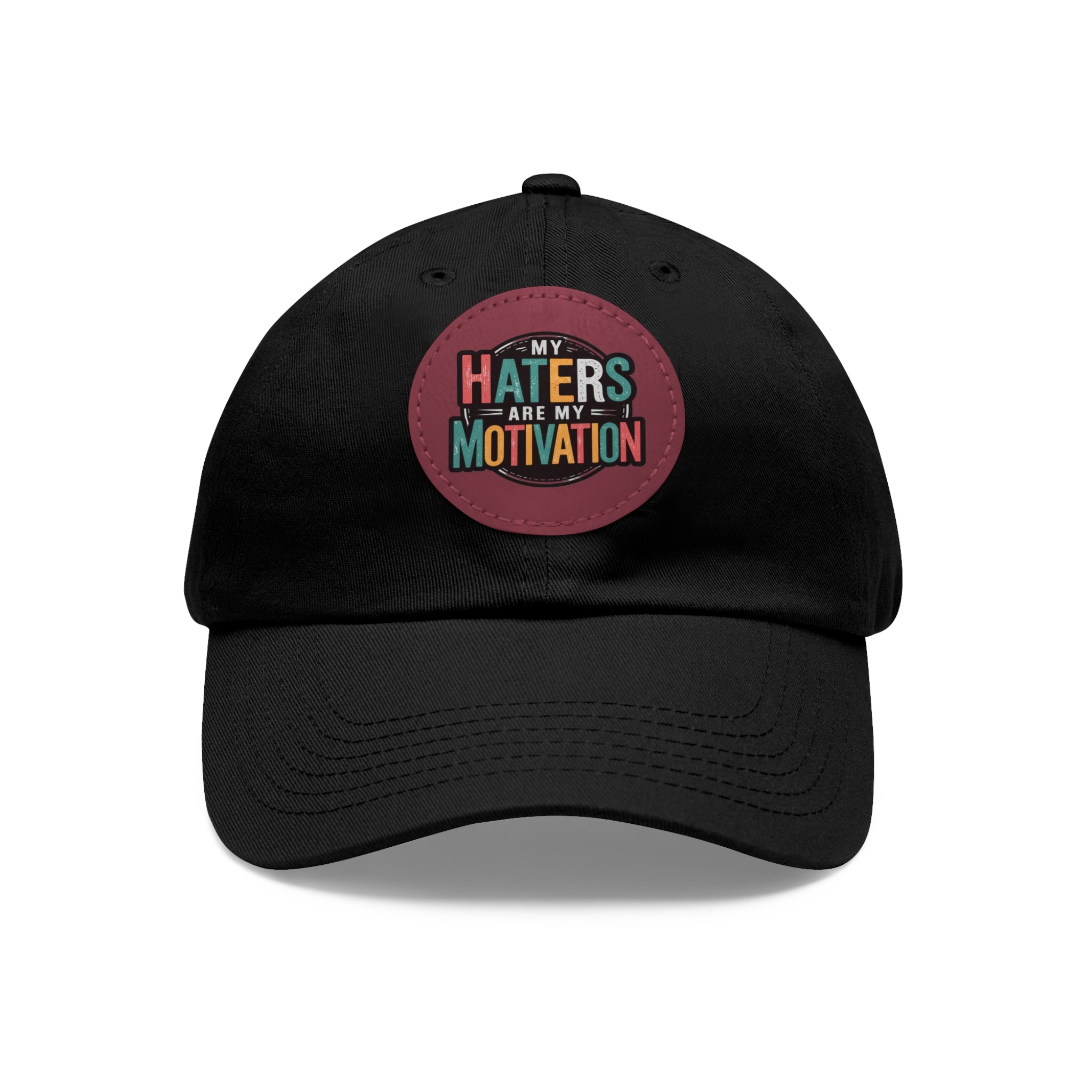 Motivational Dad Hat with Leather Patch - "My Haters Are My Motivation"